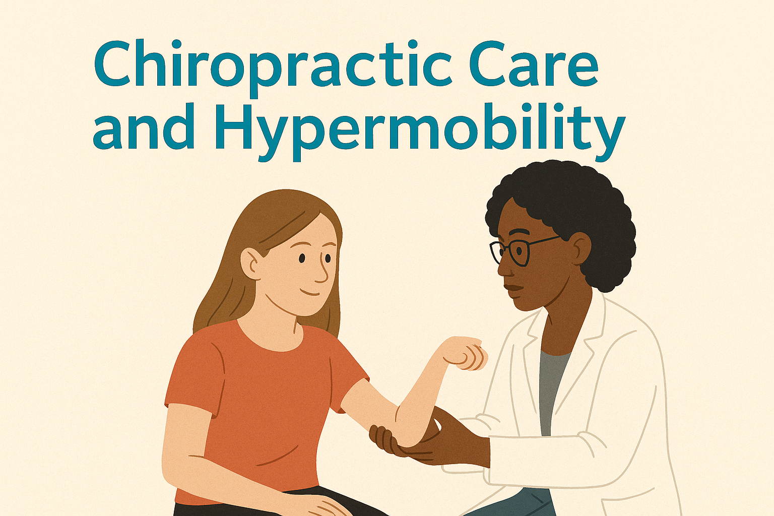 Chiropractor assessing a hypermobile patient's elbow